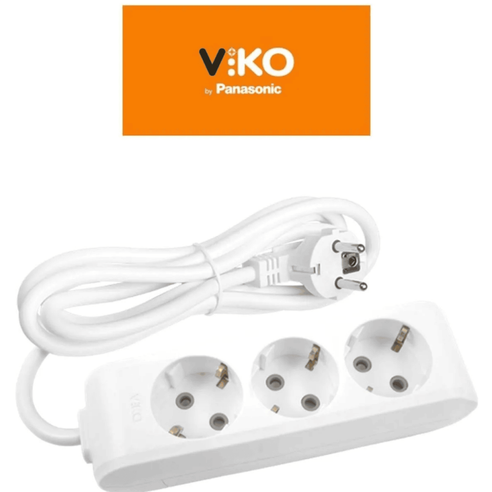 Viko Multi-let 3'lü Topraklı Çocuk Korumalı 3 Metre Kablolu Grup Priz