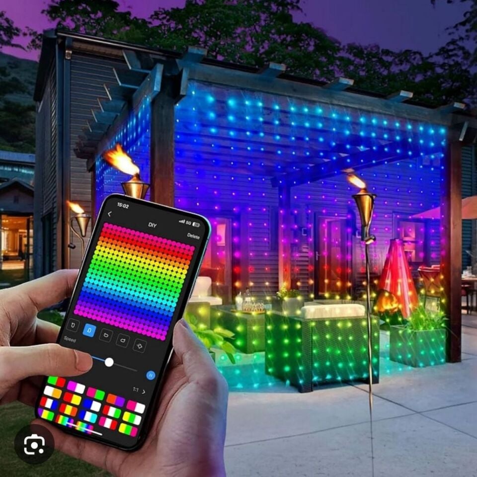 2x2mt Akıllı Perde LED Işık: 400 LED'li, Uygulama Kontrollü Dijital Ekran