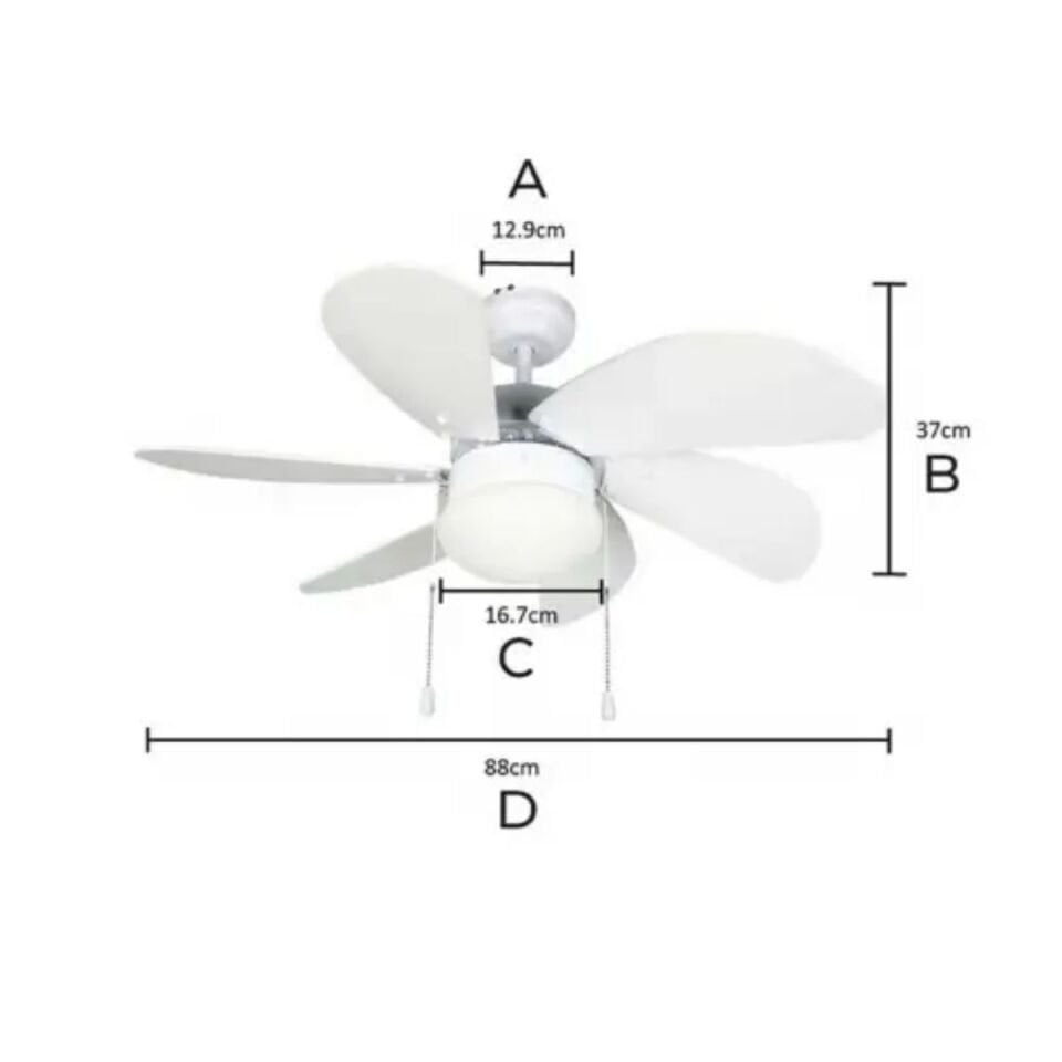 Vanti KCF281 60w Beyaz 6 Kanatlı Avizeli 78cm Tavan Vantilatörü(Kopya)